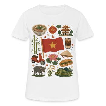 Amour pour voyager au Vietnam | Rizières et culture - T-shirt respirant Femme - blanc - Devant - AI Model Female 172 dark (172cm)