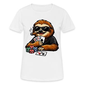 Cool sloth playing poker - Women's Breathable T-Shirt - white - Front - AI Model Female 172 dark (172cm)