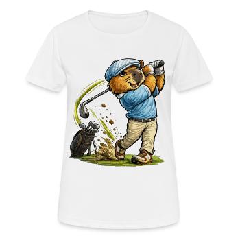 Sweet capybara at golf - Women's Breathable T-Shirt - white - Front - AI Model Female 172 dark (172cm)