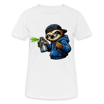Cool sloth spraying graffiti - Women's Breathable T-Shirt - white - Front - AI Model Female 172 dark (172cm)