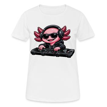 Axolotl Beats – Cute Axolotl as a DJ - Women's Breathable T-Shirt - white - Front - AI Model Female 172 dark (172cm)