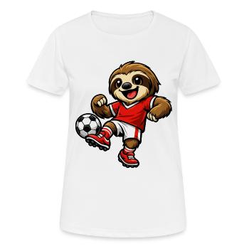 Un joli paresseux jouant au football - T-shirt respirant Femme - blanc - Devant - AI Model Female 172 dark (172cm)