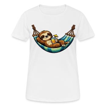 Sloth in hammock with cocktail - Women's Breathable T-Shirt - white - Front - AI Model Female 172 dark (172cm)