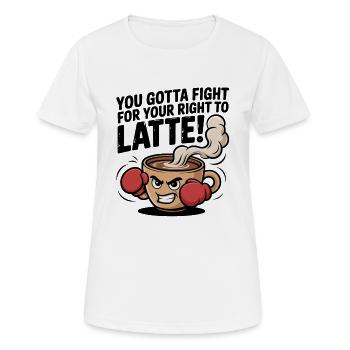 Battez-vous pour votre droit au latte – Boxing coffee cup - T-shirt respirant Femme - blanc - Devant - AI Model Female 172 dark (172cm)