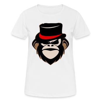 Singe au chapeau haut-de-forme Red Band - T-shirt respirant Femme - blanc - Devant - AI Model Female 172 dark (172cm)
