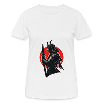Samurai Silhouette Under Red Sun - Women's Breathable T-Shirt - white - Front - AI Model Female 172 dark (172cm)