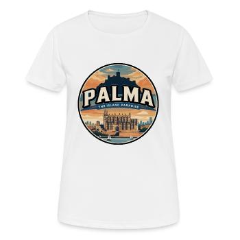 Badge de voyage rétro de la cathédrale de Palma - T-shirt respirant Femme - blanc - Devant - AI Model Female 172 dark (172cm)