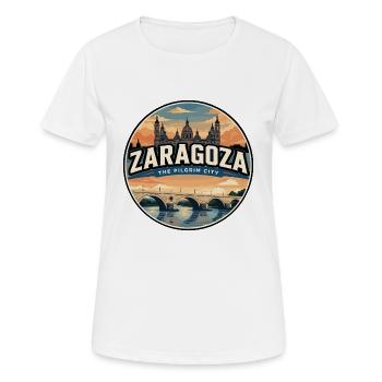 Insigne rétro de la Basilica du Pilar de Saragosse - T-shirt respirant Femme - blanc - Devant - AI Model Female 172 dark (172cm)