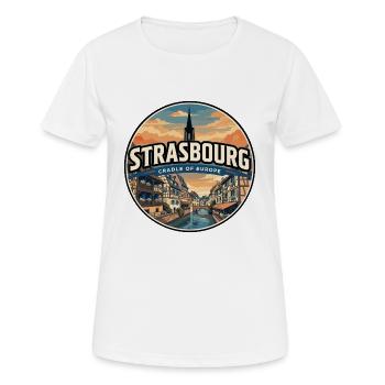 Emblème rétro Strasbourg Petite France - T-shirt respirant Femme - blanc - Devant - AI Model Female 172 dark (172cm)