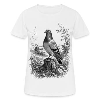 Colombe fière dans la nature dans un style de dessin détaillé - T-shirt respirant Femme - blanc - Devant - AI Model Female 172 dark (172cm)