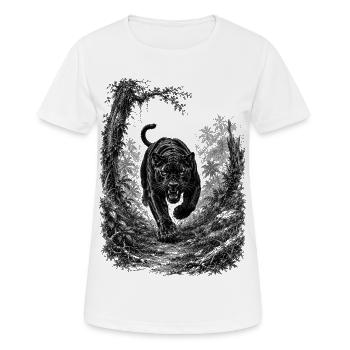 Panthère noire sauvage dans la nature dans le style de dessin - T-shirt respirant Femme - blanc - Devant - AI Model Female 172 dark (172cm)