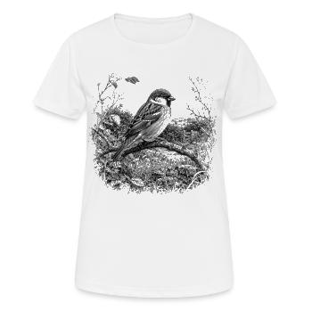 Moineau mignon dans la nature dans le style de dessin - T-shirt respirant Femme - blanc - Devant - AI Model Female 172 dark (172cm)
