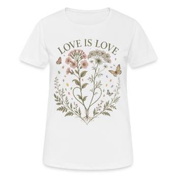 Love Is Love Floral T-Shirt Botanical Vintage - Women's Breathable T-Shirt - white - Front - AI Model Female 172 dark (172cm)