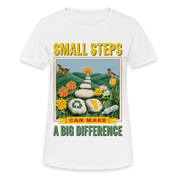 Small steps, big impact - Women's Breathable T-Shirt - white - Front - AI Model Female 172 dark (172cm)