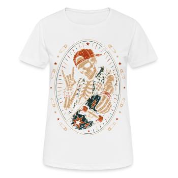 Skateur Skeleton Rocker Skateboard Vintage Halloween - T-shirt respirant Femme - blanc - Devant - AI Model Female 172 dark (172cm)