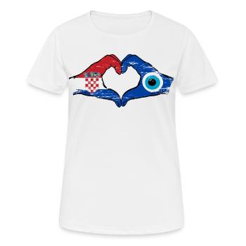 Drapeau Croatie Nazar en forme de cœur utilisé - T-shirt respirant Femme - blanc - Devant - AI Model Female 172 dark (172cm)