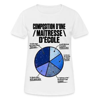Composition d’une maîtresse d’école - T-shirt respirant Femme - blanc - Devant - AI Model Female 172 dark (172cm)