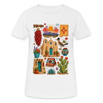 Santa Fe, Nouveau-Mexique | Désert & Sud-Ouest - T-shirt respirant Femme - blanc - Devant - AI Model Female 172 dark (172cm)