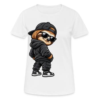 Cool gangster sloth in streetwear style - Women's Breathable T-Shirt - white - Front - AI Model Female 172 dark (172cm)