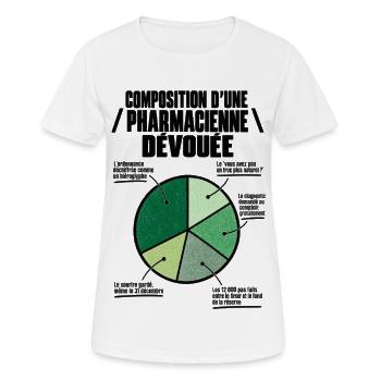 Composition d’une pharmacienne dévouée - T-shirt respirant Femme - blanc - Devant - AI Model Female 172 dark (172cm)