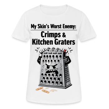 Le pire ennemi de ma peau : les sertissages et les râpes de cuisine - T-shirt respirant Femme - blanc - Devant - AI Model Female 172 dark (172cm)