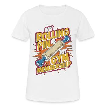 Chef pâtissier Mon rouleau à pâtisserie est mon chef boulanger de gym - T-shirt respirant Femme - blanc - Devant - AI Model Female 172 dark (172cm)