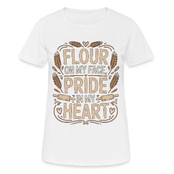 Pâtissier Farine sur le visage Pâtissiere Baking - T-shirt respirant Femme - blanc - Devant - AI Model Female 172 dark (172cm)
