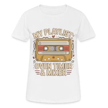 Chef pâtissier Ma playlist Minuteur de four Artiste pâtissier - T-shirt respirant Femme - blanc - Devant - AI Model Female 172 dark (172cm)