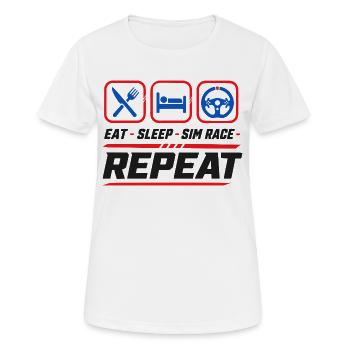 Répétition de la course Sleep Sim pour les fans de sim racing - T-shirt respirant Femme - blanc - Devant - AI Model Female 172 dark (172cm)