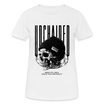 Crâne en bonnet déchaîné - T-shirt respirant Femme - blanc - Devant - AI Model Female 172 dark (172cm)