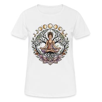 Yoga Woman Tree of Life Lotus Moon Phases - Atma Boho - Women's Breathable T-Shirt - white - Front - AI Model Female 172 dark (172cm)