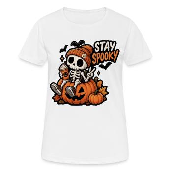 Stay Spooky Skeleton in Pumpkin - Women's Breathable T-Shirt - white - Front - AI Model Female 172 dark (172cm)