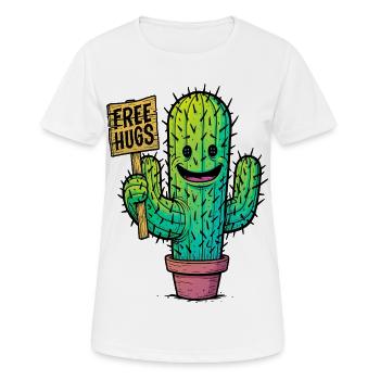 Cactus avec câlins gratuits - T-shirt respirant Femme - blanc - Devant - AI Model Female 172 dark (172cm)