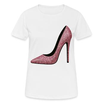 Pink Glitter High Heels - Fashion Motif - Women's Breathable T-Shirt - white - Front - AI Model Female 172 dark (172cm)