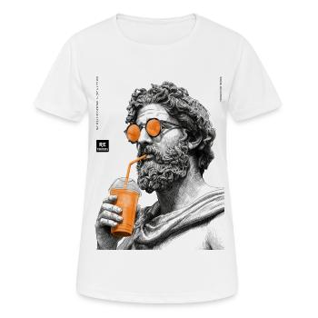 Thinking and drinkin - Frauen T-Shirt atmungsaktiv - Weiß - Vorne - AI Model Female 172 dark (172cm)