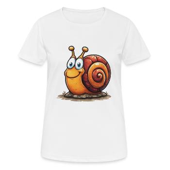 Fröhlicher Schnirkelschnecke Cartoon - Frauen T-Shirt atmungsaktiv - Weiß - Vorne - AI Model Female 172 dark (172cm)