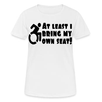 Au moins, j’apporte mon propre fauteuil roulant # - T-shirt respirant Femme - blanc - Devant - AI Model Female 172 dark (172cm)