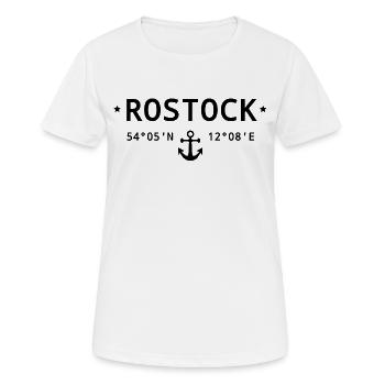 Rostock Koordinaten - Frauen T-Shirt atmungsaktiv - Weiß - Vorne - AI Model Female 172 dark (172cm)