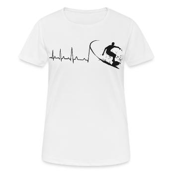 Planche de surf Surfer Surf Heartbeat - T-shirt respirant Femme - blanc - Devant - AI Model Female 172 dark (172cm)