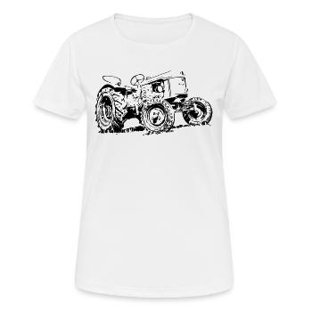 Traktor D25 - Frauen T-Shirt atmungsaktiv - Weiß - Vorne - AI Model Female 172 dark (172cm)