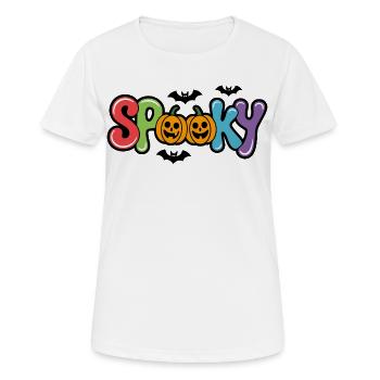 Spooky Halloween Pumpkin Colorful Font - Women's Breathable T-Shirt - white - Front - AI Model Female 172 dark (172cm)