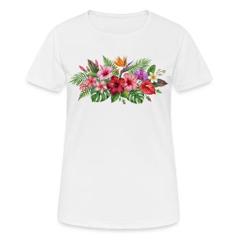 Tropische Blütenpracht Muster - Frauen T-Shirt atmungsaktiv - Weiß - Vorne - AI Model Female 172 dark (172cm)