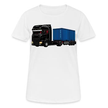 Camion porte-conteneurs" sur la route - T-shirt respirant Femme - blanc - Devant - AI Model Female 172 dark (172cm)