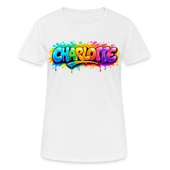 Graffiti  Charlotte Prénom cadeau idéal imprimable - T-shirt respirant Femme - blanc - Devant - AI Model Female 172 dark (172cm)