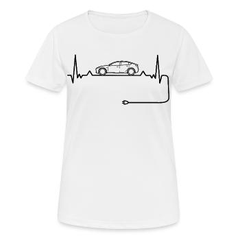 Elektroauto Liebe mit Herzschlag  Elektroautos - Frauen T-Shirt atmungsaktiv - Weiß - Vorne - AI Model Female 172 dark (172cm)