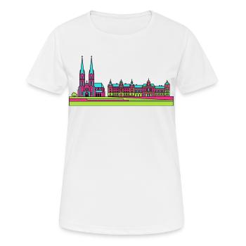 Skyline der Stadt Stettin Wały Chrobrego Kunst - Frauen T-Shirt atmungsaktiv - Weiß - Vorne - AI Model Female 172 dark (172cm)