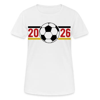 Fußball Banner 2026 - Frauen T-Shirt atmungsaktiv - Weiß - Vorne - AI Model Female 172 dark (172cm)