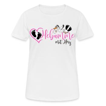 Hebamme mit Herz  - Frauen T-Shirt atmungsaktiv - Weiß - Vorne - AI Model Female 172 dark (172cm)