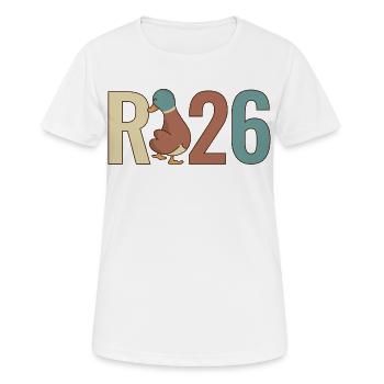 R Ente 2026 - R Ente 26 - Rente 2026 - Frauen T-Shirt atmungsaktiv - Weiß - Vorne - AI Model Female 172 dark (172cm)