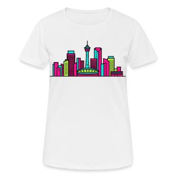 Calgary City Skyline Calgary Tower Moderne Kunst - Frauen T-Shirt atmungsaktiv - Weiß - Vorne - AI Model Female 172 dark (172cm)